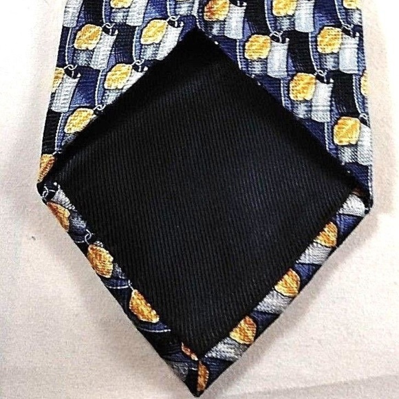 Villa Bolgheri Mens Tie 100% Silk S Blue Yellow - Picture 4 of 6